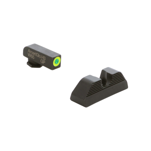 AMERIGLO PROTECTOR SIGHT SET FOR GLOCK® 42,43,43X,48 GL-352 - GREEN TRITIUM LUMIGREEN OUTLINE FRONT, BLACK SERRATED U NOTCH REAR