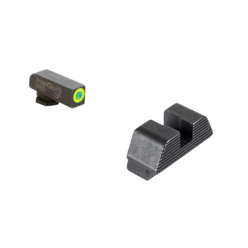 AMERIGLO PROTECTOR SIGHT SET FOR GLOCK® GEN 1-4 9MM/.40/.380, GEN 5 10MM/.45 - GL-701 - GREEN TRITIUM LUMIGREEN OUTLINE FRONT, BLACK SERRATED REAR
