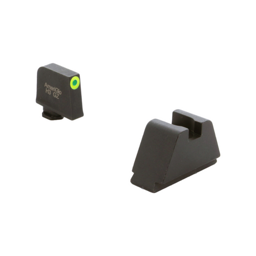 AMERIGLO OPTIC COMPATIBLE SIGHT SET FOR GLOCK GL-691 - 3XL TALL GREEN TRITIUM LUMIGREEN OUTLINE .365 FRONT, FLATBLACK .451 REAR