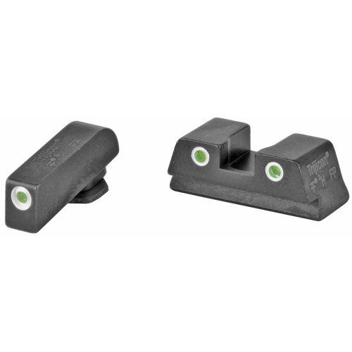 TRIJICON BRIGHT & TOUGH™ NIGHT SIGHTS - GLOCK SMALL FRAMES - FRONT: WHITE OUTLINE / GREEN TRITIUM, REAR: WHITE OUTLINE / GREEN TRITIUM