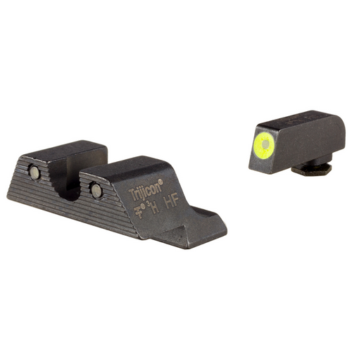 TRIJICON HD™ NIGHT SIGHTS - GLOCK STANDARD FRAMES - FRONT: YELLOW OUTLINE / GREEN TRITIUM, REAR: BLACK OUTLINE / GREEN TRITIUM