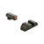 AMERIGLO TROOPER SIGHT SET FOR GLOCK® 42/43/43X/48 GL-823 - GREEN TRITIUM ORANGE OUTLINE FRONT, GREEN TRITIUM BLACK OUTLINE SERRATED SQ REAR