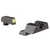 TRIJICON HD™ NIGHT SIGHTS - GLOCK STANDARD FRAMES - FRONT: YELLOW OUTLINE / GREEN TRITIUM, REAR: BLACK OUTLINE / GREEN TRITIUM