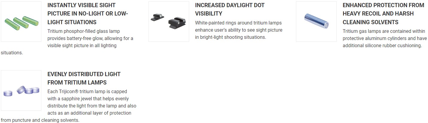 TRIJICON BRIGHT & TOUGH™ NIGHT SIGHTS - GLOCK STANDARD FRAMES - FRONT WHITE OUTLINE  GREEN TRITIUM, REAR WHITE OUTLINE  GREEN TRITIUM
