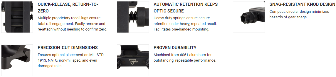 TRIJICON CANTILEVER MOUNT WITH TRIJICON Q-LOC™ TECHNOLOGY - FITS 30MM TUBES, HEIGHT ABOVE RAIL: 1.59 IN.