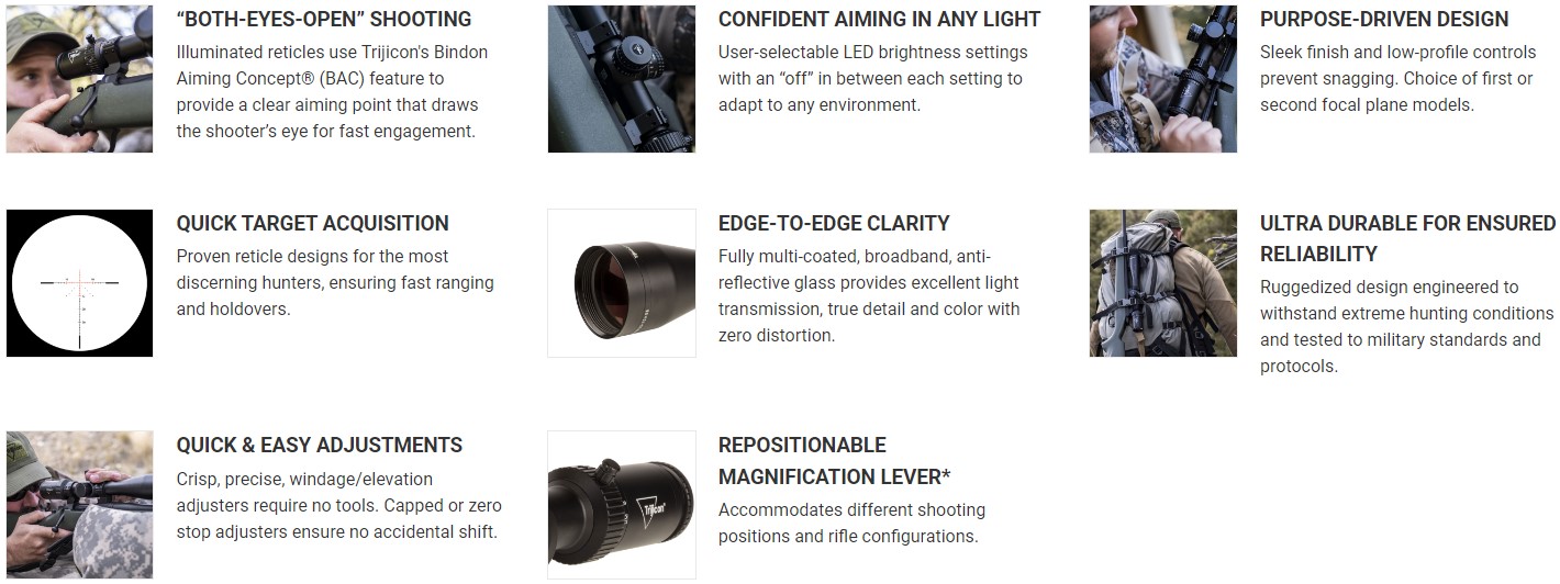 TRIJICON CREDO® HX 4-16x50 SECOND FOCAL PLANE (SFP) RIFLESCOPE W/ RED STANDARD DUPLEX, 30MM TUBE, SATIN BLACK, LOW CAPPED ADJUSTERS