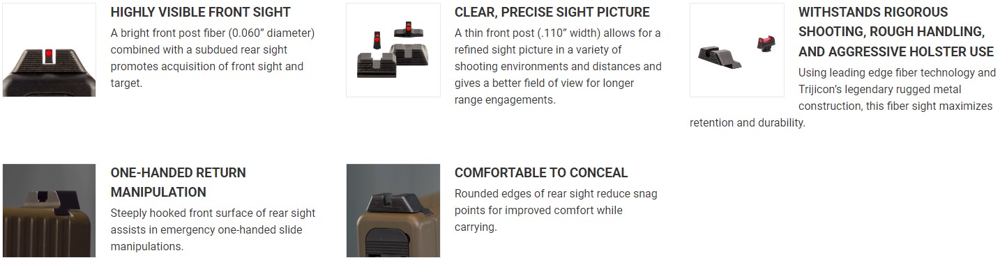 TRIJICON FIBER SIGHTS - FN509 - FRONT: RED / GREEN FIBER, REAR: BLACK, NON-ILLUMINATED