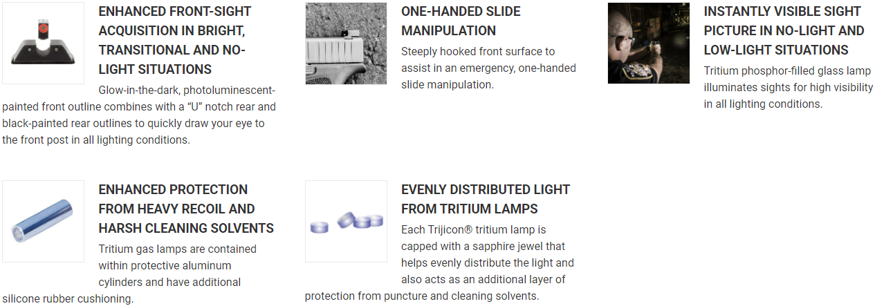 TRIJICON HD™ NIGHT SIGHTS - FOR SIG SAUER® #8 FRONT / #8 REAR FRONT: ORANGE OUTLINE / GREEN TRITIUM, REAR: BLACK OUTLINE / GREEN TRITIUM