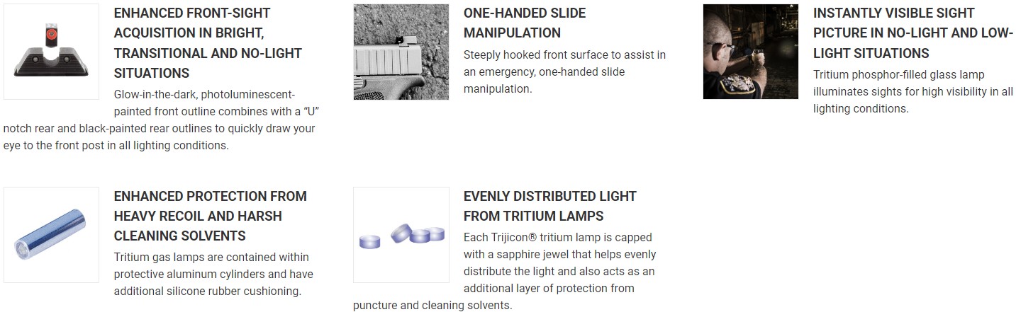 TRIJICON HD™ NIGHT SIGHTS - GLOCK STANDARD FRAMES - FRONT: ORANGE OUTLINE / GREEN TRITIUM, REAR: BLACK OUTLINE / GREEN TRITIUM