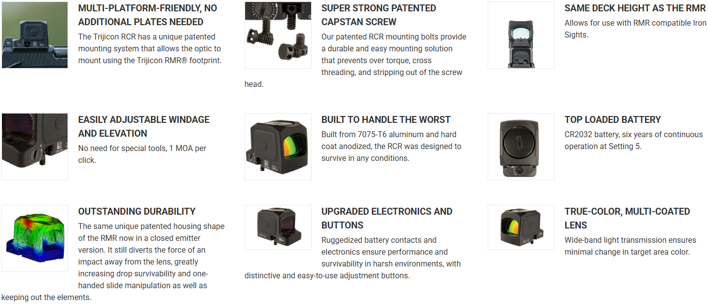 TRIJICON RCR RED DOT SIGHT 3.25 MOA RED DOT ADJUSTABLE LED