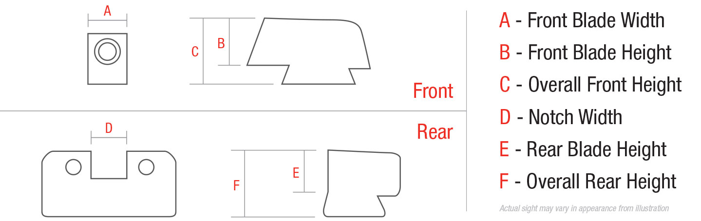 TRIJICON® SUPPRESSOR/OPTIC HEIGHT SIGHTS - GLOCK STANDARD FRAME - FRONT: ORANGE OUTLINE / GREEN TRITIUM, REAR: METAL