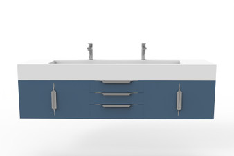 Nile 72" Blue Vanity Set with White Top