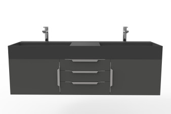 Amazon 60" Black Vanity Set with Black Top