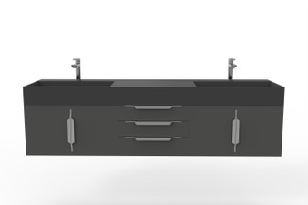 Amazon 72" Black Vanity Set with Black Top