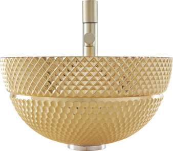 Castello USA Inc Jewel 13" Tempered Glass Circular Bathroom Vessel Sink in Gold
