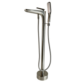 Pluto Triangle Head Tub Filler Faucet with Hand Shower - Brushed Nickel