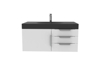 Thames 36" Shallow Basin White Vanity Set With Black Top