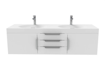 Thames 60" Shallow Basin White Vanity Set With White Top