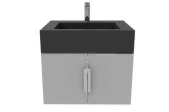 Nile 24" Wall Mounted Gray Bathroom Vanity Set With Black Top