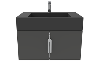 Nile 30" Wall Mounted Black Bathroom Vanity Set With Black Top