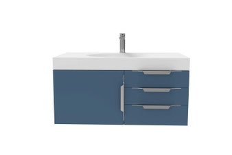 Thames 36" Shallow Basin Blue Vanity Set With White Top