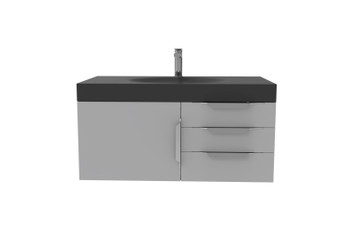 Thames 36" Shallow Basin Gray Vanity Set With Black Top