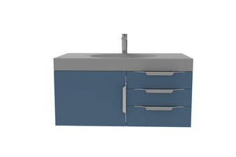 Thames 36" Shallow Basin Blue Vanity Set With Gray Top