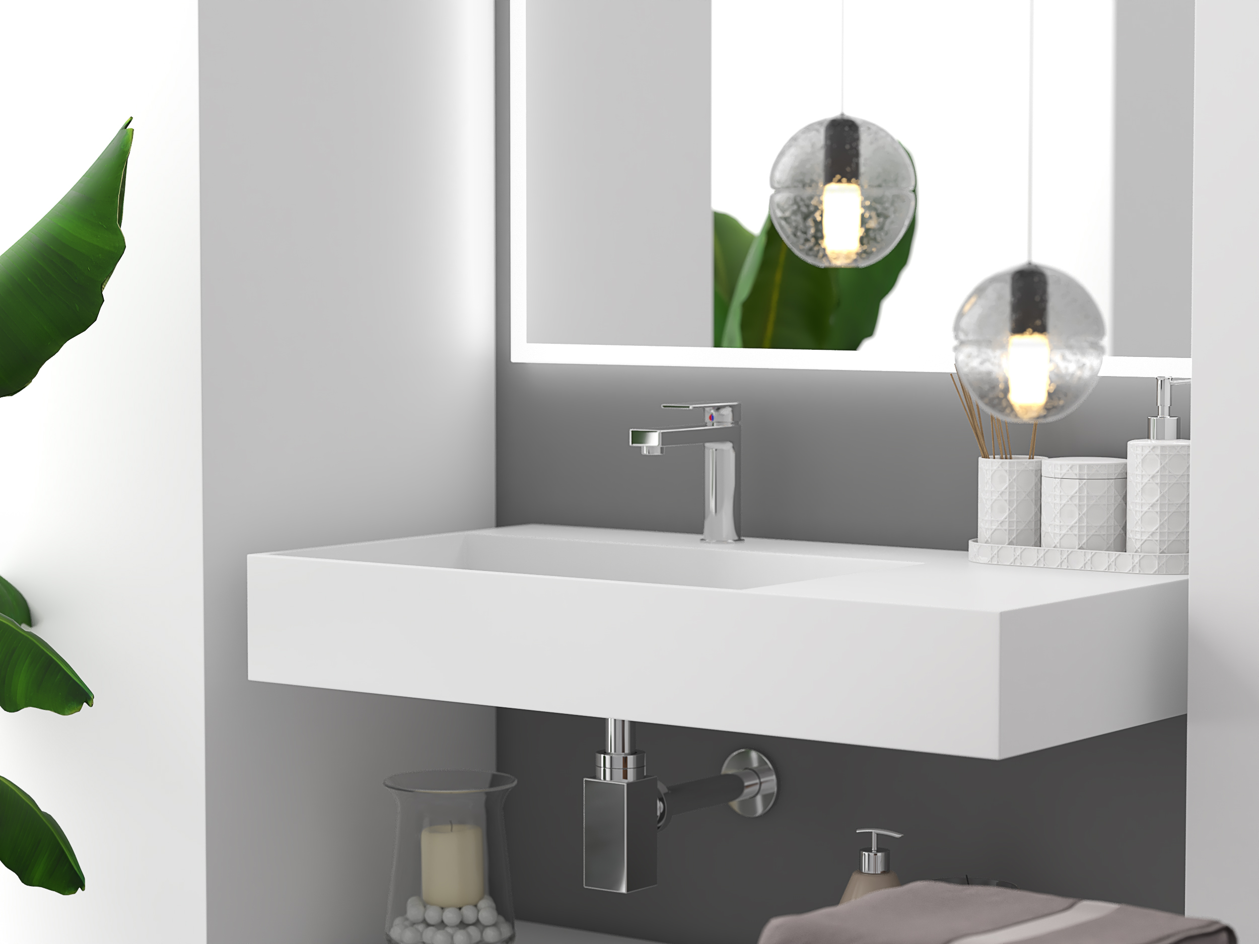 Beautiful Modern Wall Mounted Solid Surface Sink