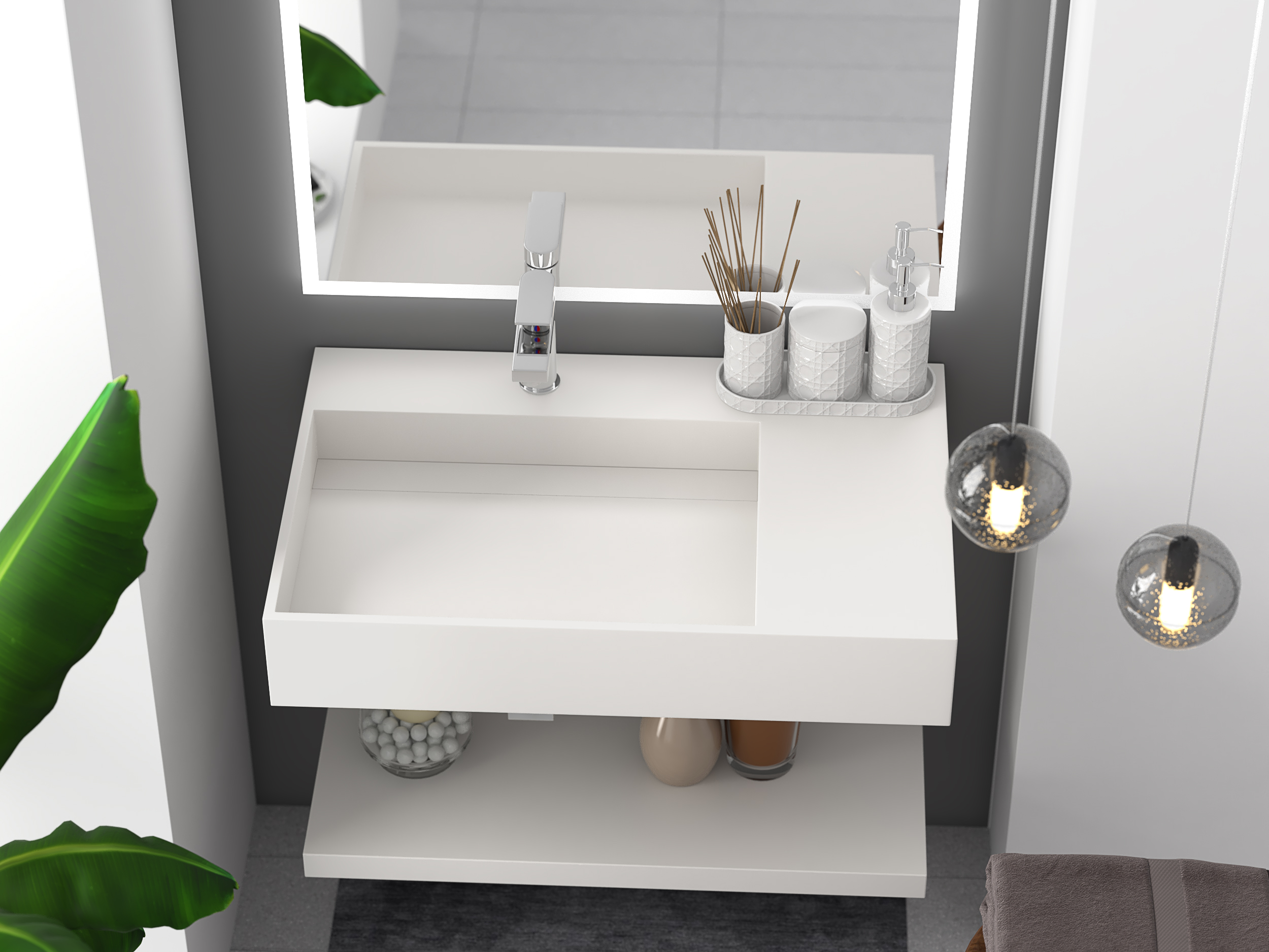 Beautiful Modern Wall Mounted Solid Surface Sink