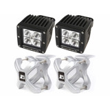 Rugged Ridge Small X-Clamp & Square LED Light Kit Silver 4-Pc | (TLX-rug15210.32-CL360A70)