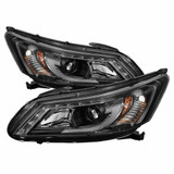 Spyder For Honda Accord 2013-2015 4DR Projector Headlights Pair | Light Bar DRL Black | 5080530