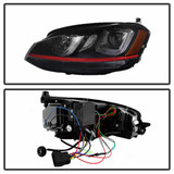 Spyder For Volkswagen Golf 2014-2016 Projector Headlights Pair | LED Red Stripe Black | 5080592