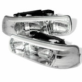 Spyder For Chevy Silverado 1500/2500/3500 1999-2002 Crystal Headlights Pair | Chrome | 5012487