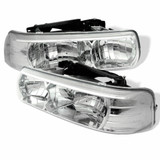 Spyder For Chevy Silverado 1500/2500 HD 2001 2002 Crystal Headlights Pair | Chrome | 5012487