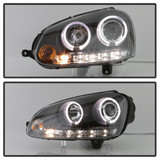 Spyder For Volkswagen Rabbit 2006-2009 Headlights Pair | Halogen LED DRL Black | 5012098