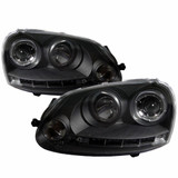 Spyder For Volkswagen Rabbit 2006-2009 Headlights Pair | Halogen LED DRL Black | 5012098