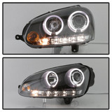 Spyder For Volkswagen GTI 2006-2009 Headlights Pair | Halogen LED DRL Black | 5012098