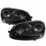 Spyder For Volkswagen GTI 2006-2009 Headlights Pair | Halogen LED DRL Black | 5012098