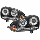 Spyder For Volkswagen GTI 2006-2009 Headlights Pair | Halogen LED DRL Black | 5012098