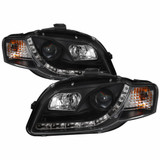 Spyder For Audi A4 2006-2008 Projector Headlights Pair | Halogen Model DRL Black | 5008572