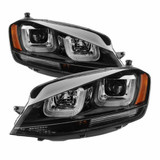 Spyder For Volkswagen Golf R 2015 2016 Projector Headlights Pair DRL LED Black Stripe | 5080578