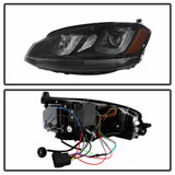 Spyder For Volkswagen Golf 2014-2016 Projector Headlights Pair | DRL LED Black Stripe | 5080578