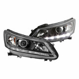 xTune For Honda Accord 13-15 Headlights Pair Halogen Sedan Black HD-JH-HA13-4D-LED-BK | 9040719