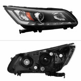 xTune For Honda Accord 13-15 Headlights Pair Halogen Sedan Black HD-JH-HA13-4D-LED-BK | 9040719