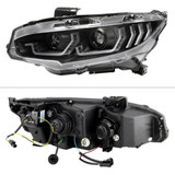 Spyder For Honda Civic 16-18 2DR/4DR/Hatchback Headlight Pair Black PRO-YD-HC16PL-SEQ-BK | 5087539
