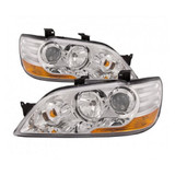 For Mitsubishi Lancer 2002 2003 Headlight Assembly Projector Chrome Pair Driver and Passenger Side MI2505114 (CLX-M0-M14-1101P-AS1)