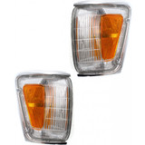 For Toyota Pickup Corner Light 1989 1990 1991 | Clear & Amber Lens | w/ Chrome Trim (CLX-M0-USA-18-1450-66-CL360A70-PARENT1)