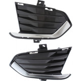For Cadillac XT5 Fog Light Cover 2017 2018 | Grille Bezel | Bumper Cover | Outer | w/ Satin Chrome Molding | Black (CLX-M0-USA-RC01550004-CL360A70-PARENT1)