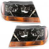 For Jeep Grand Cherokee Headlight Assembly 1999 00 01 02 03 2004 | Halogen Type | Black Interior | Harness | Exc. Limited/Overland Model (CLX-M0-USA-20-5576-01-CL360A70-PARENT1)