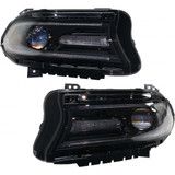 For Dodge Charger Headlight Assembly 2015 2016 2017 | Halogen | w/ LED Daytime Running Light CAPA (CLX-M0-USA-REPD100182Q-CL360A70-PARENT1)